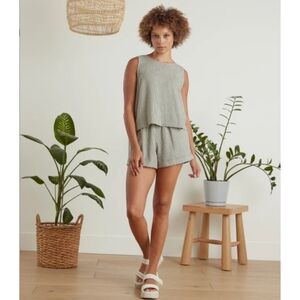 Known Supply Oberlin Tank Top M Black White Stripe Fair Trade Organic Cotton NWT